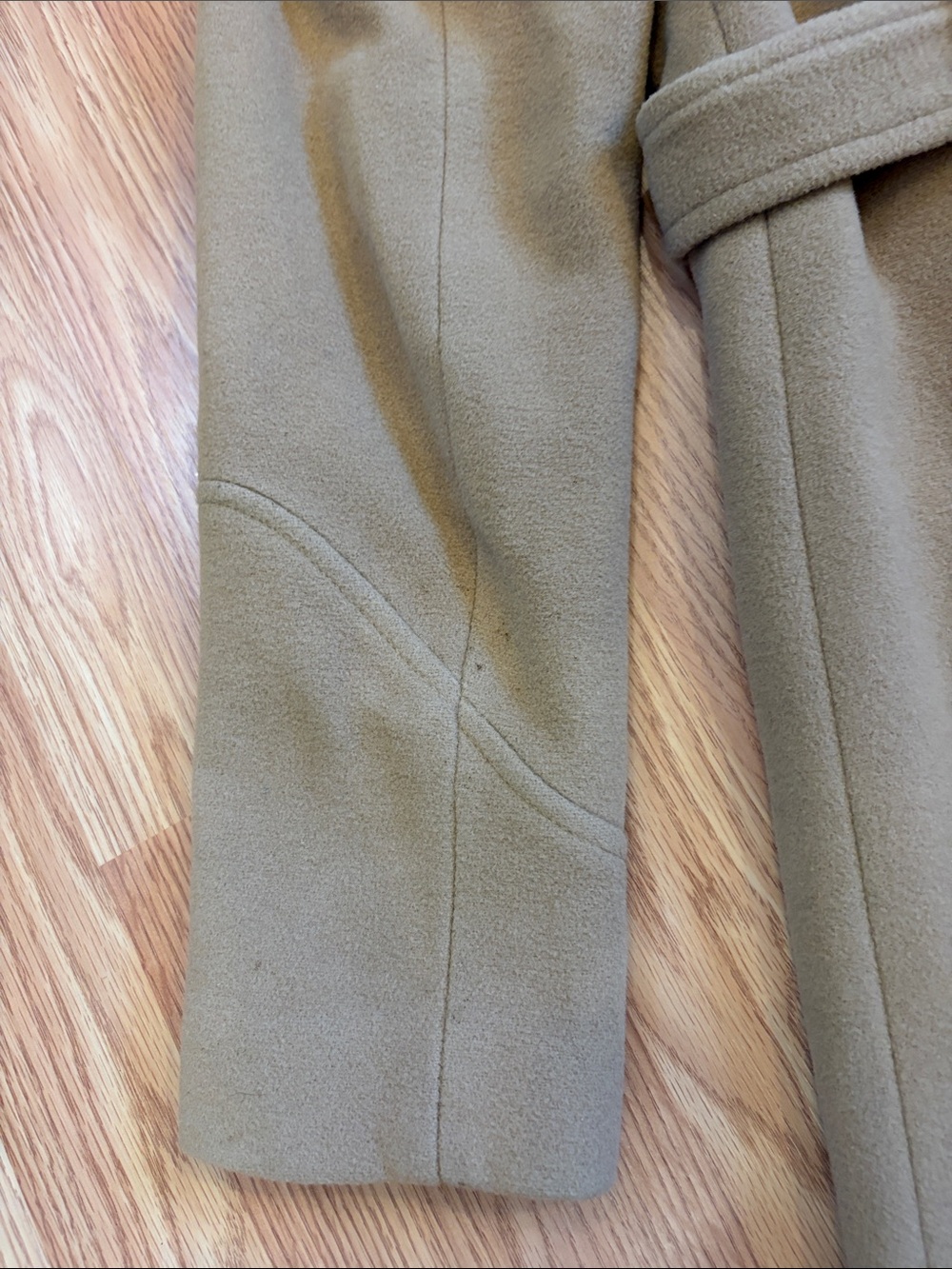 Anne Klein Camel-Tan Belted Wool-Blend Trench Coat - Picture 10 of 16